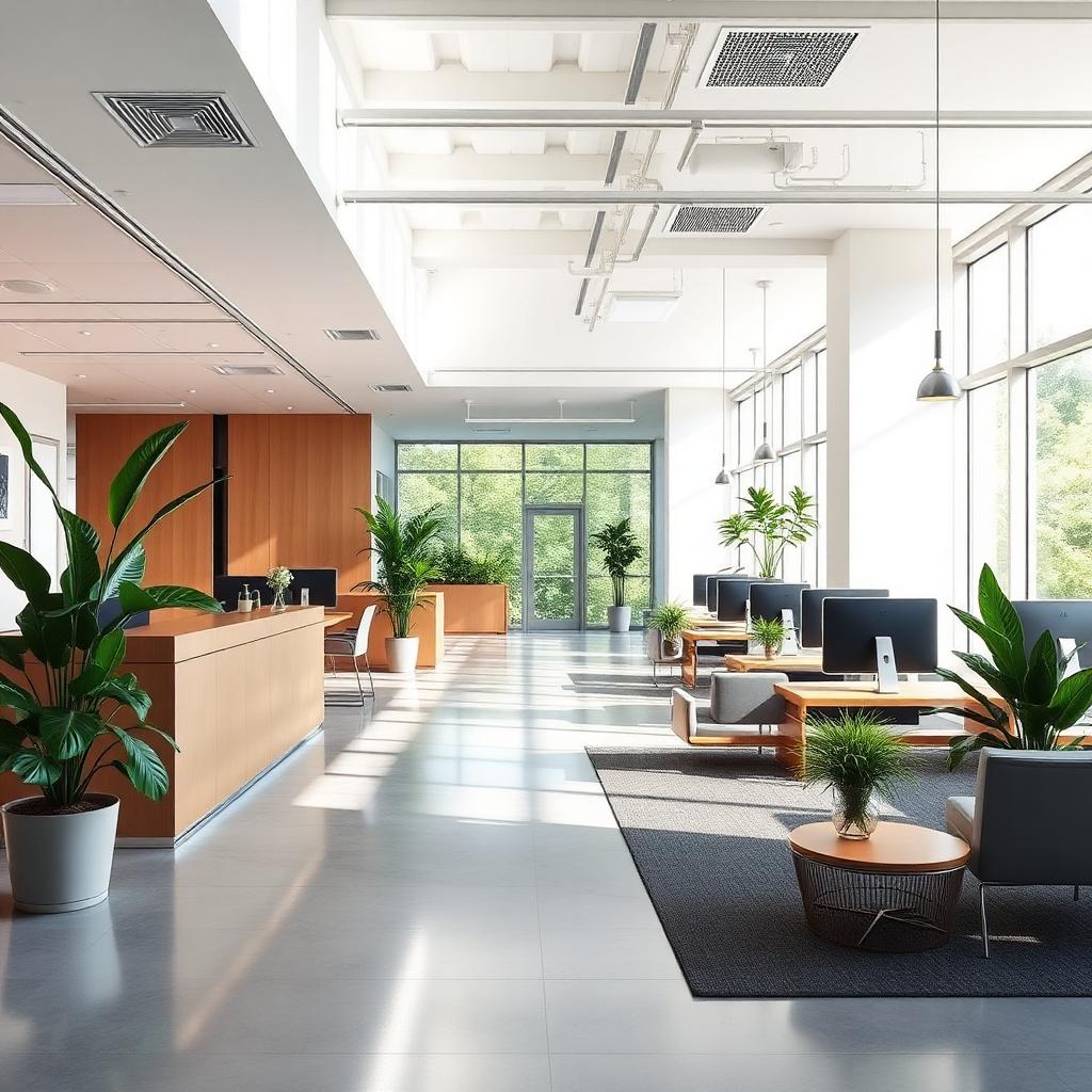 Bright modern open-plan office reception and workspace — Hialeah