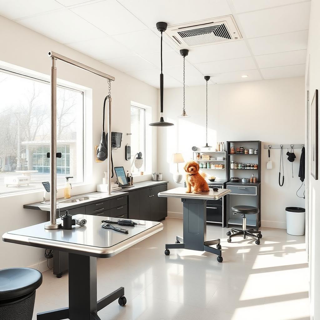 Bright modern pet grooming salon interior — Hialeah